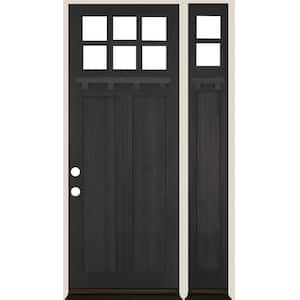 50 in. x 96 in. Craftsman Right-Hand/Inswing Clear Glass Black Stain Douglas Fir Wood Prehung Front Door Right Sidelite