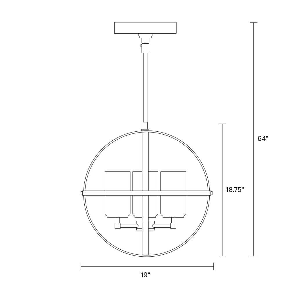 Alturas Brushed Nickel 3-Light Chandelier with Etched Glass