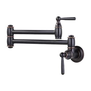 Wall Mounted Pot Filler Faucet with Double-Handle in Oil Rubbed Bronze