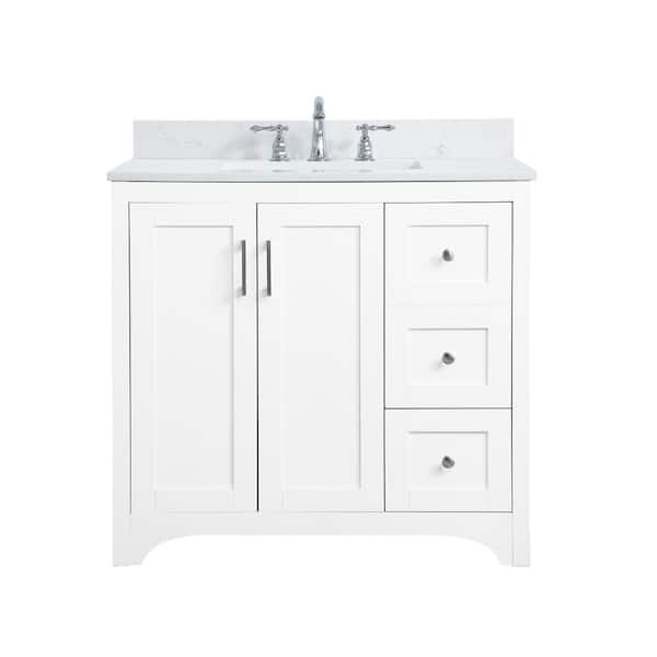 Simply Living 36 in. W x 22 in. D x 34 in. H Bath Vanity in White with ...