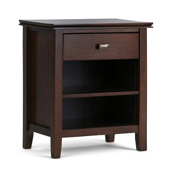 Simpli Home Artisan 1-Drawer Solid Wood 24 in. Wide Contemporary Bedside Nightstand Table in Medium Auburn Brown