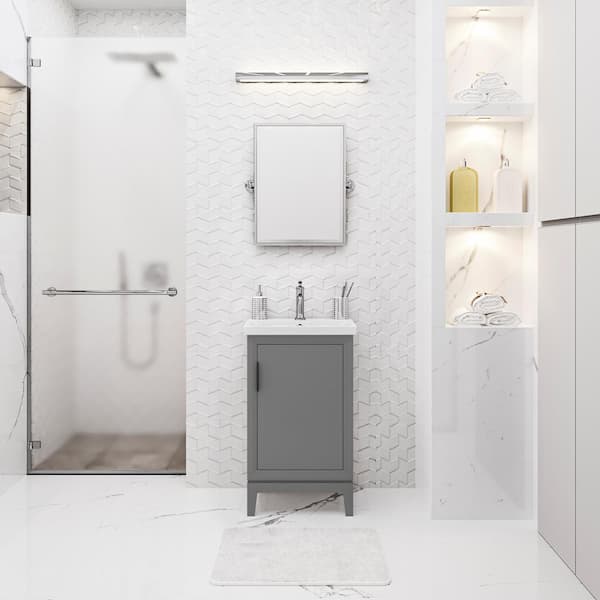 Elsa 20.5 in. W x 16 in. D Bath Vanity in Cashmere Grey with Ceramics Vanity Top in White with White Basin and Faucet