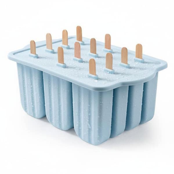 Silicone Popsicle Molds with 50PCS Popsicle Sticks+Cleaning Brush, BPA-Free Food-Grade Material 12-Pack for Frozen Snack