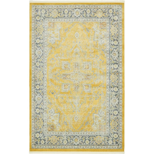 Unique Loom Baracoa Prado Yellow 5' 5 x 8' 0 Area Rug