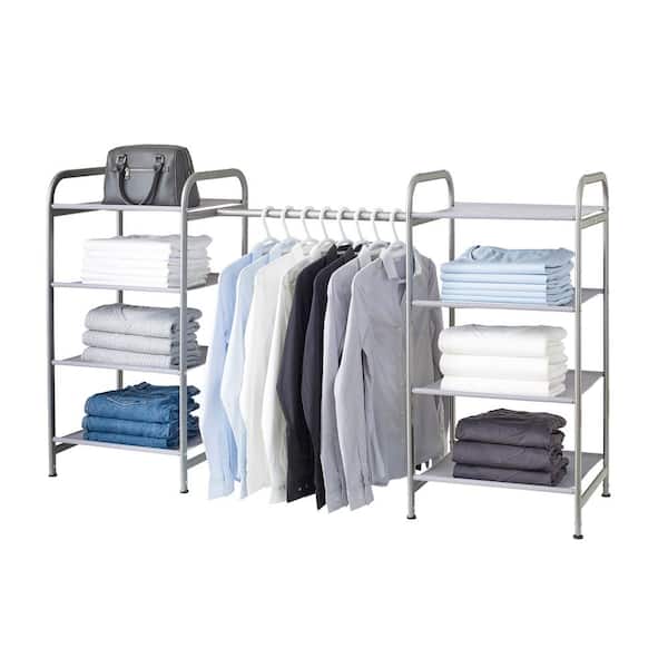 Large Grey Fabric Hanging Storage Clothes Organiser Collapsible Room Tidy 