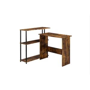39 in. L Shape Brown and Black Manufactured Wood Writing Desk