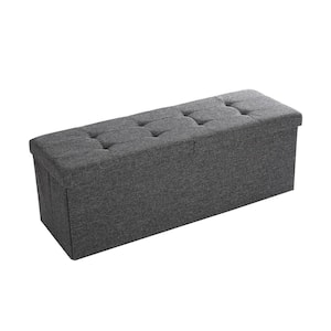 43.31 in. Gray Backless Bedroom Bench with Channel Tufted Seat and Flip Hinge Lid