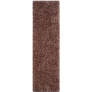 Luxe Shag Brown 2 ft. x 8 ft. Solid Runner Rug