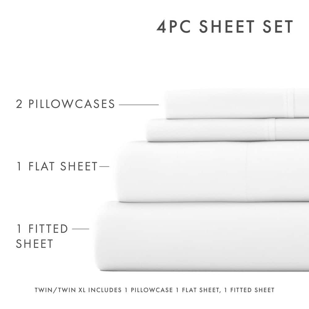 Queen White Wrinkle Resistant Microfiber Sheet Set