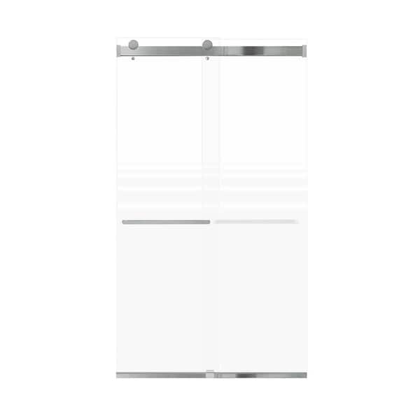 Transolid Brianna 48 in. W x 80 in. H Sliding Frameless Shower Door in Polished Chrome with Frosted Glass