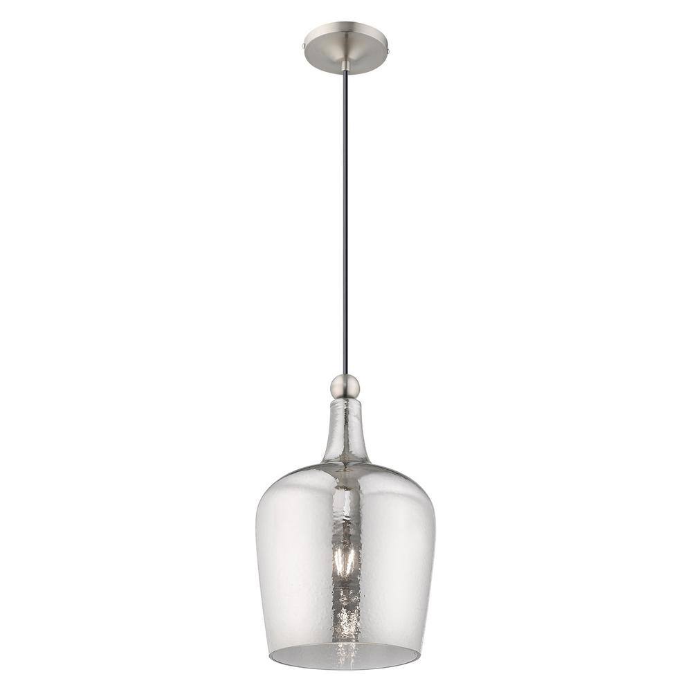 Carafe-Shaped Smoke Glass Mini Pendant with Brushed Nickel Finish