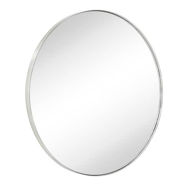 TEHOME Yolanta 30 in. W x 30 in. H Circular Round Stainless Steel Framed Wall Mounted Bathroom Vanity Mirror in Brushed Nickel