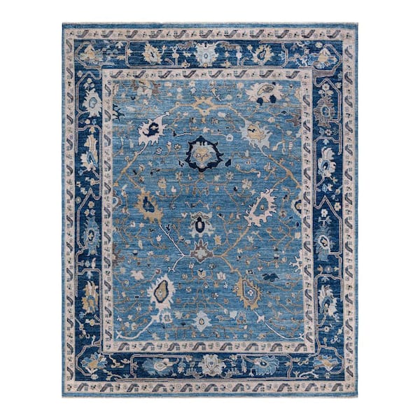 Solo Rugs Oushak One-of-a-Kind Traditional Light Blue 8 ft. x 10 ft. Hand Knotted Tribal Area Rug