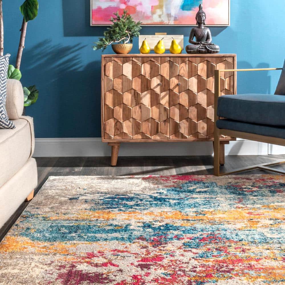 Monet Multicolor Abstract Synthetic 3' x 5' Area Rug