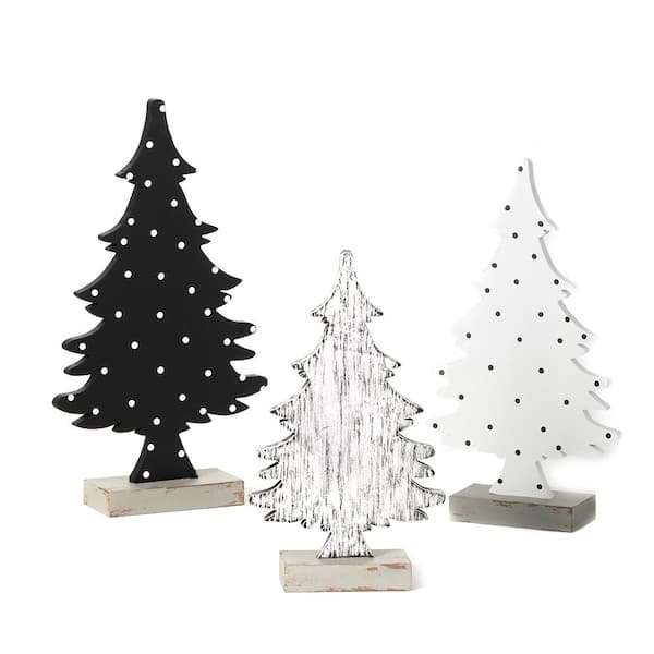 SULLIVANS 16 in., 14 in. & 12 in. Multicolor Wooden Tabletop Trees - Set of 3