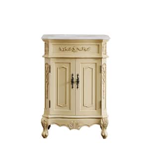 Simply Living 24 in. W x 21 in. D x 35 in. H Bath Vanity in Light Antique Beige with White And Brown Vein Marble Top