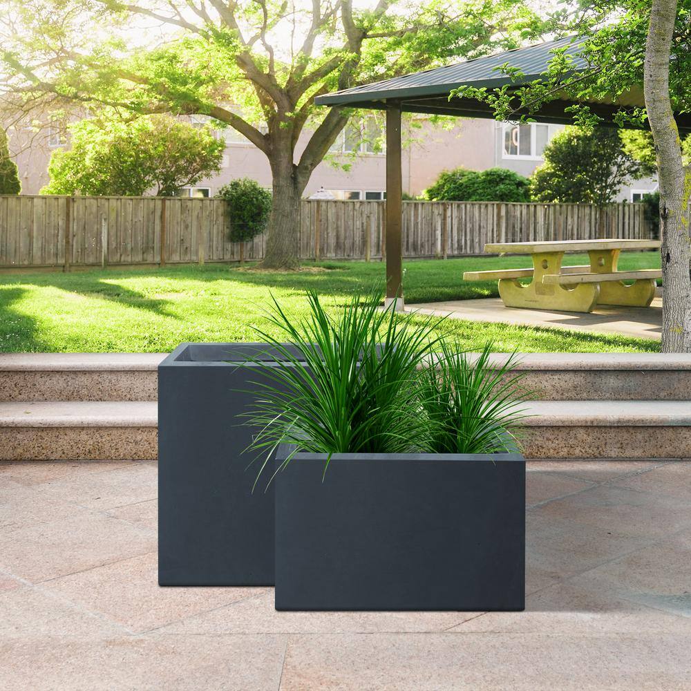 Sapcrete Modern 16in 24in High Large Tall Elongated Square Granite Gray Outdoor Cement