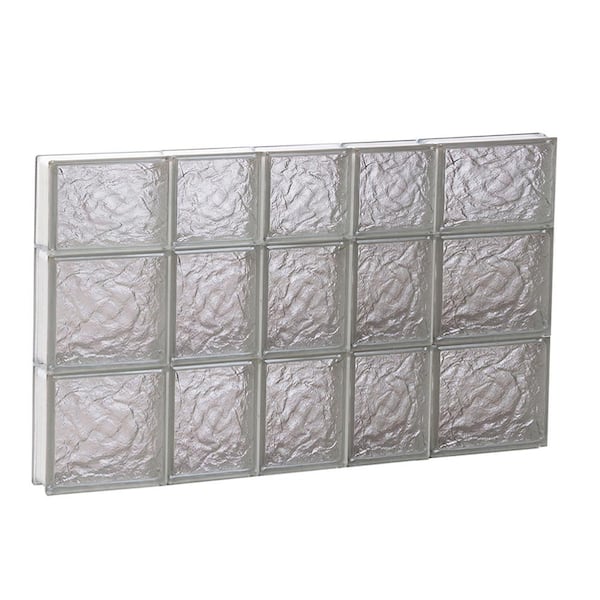 Clearly Secure 32.75 in. x 21.25 in. x 3.125 in. Frameless Ice Pattern Non-Vented Glass Block Window