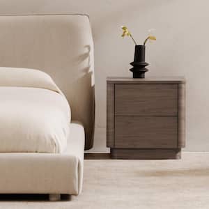 Odette Walnut 2-Drawer 20 in. W Tall Nightstand