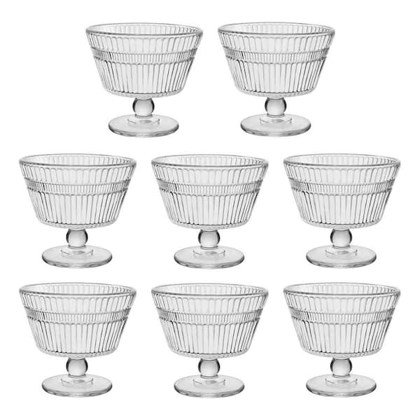 Vintage Glass Dessert Bowls 9 oz. Round Thickened Glass Ice Cream Sundae Cups with Smooth Edge (Set of 8)