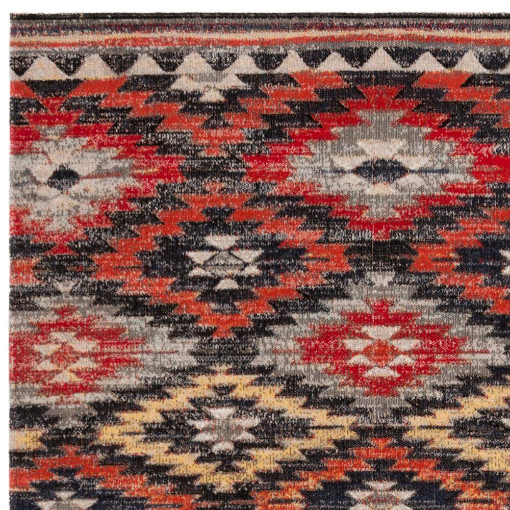 Rust and Multi Geometric 6' x 9' Synthetic Area Rug