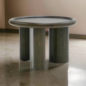 24 in. Brown Round Wood End Table with 3 Leg