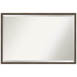 Hardwood Wedge Mocha 37.25 in. x 25.25 in. Rustic Rectangle Framed Bathroom Vanity Wall Mirror