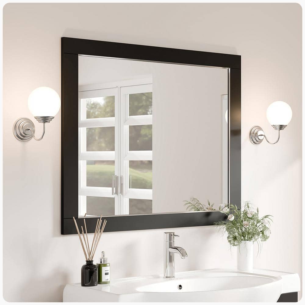 Aberdeen 36" Espresso Wood Framed Bathroom Vanity Mirror