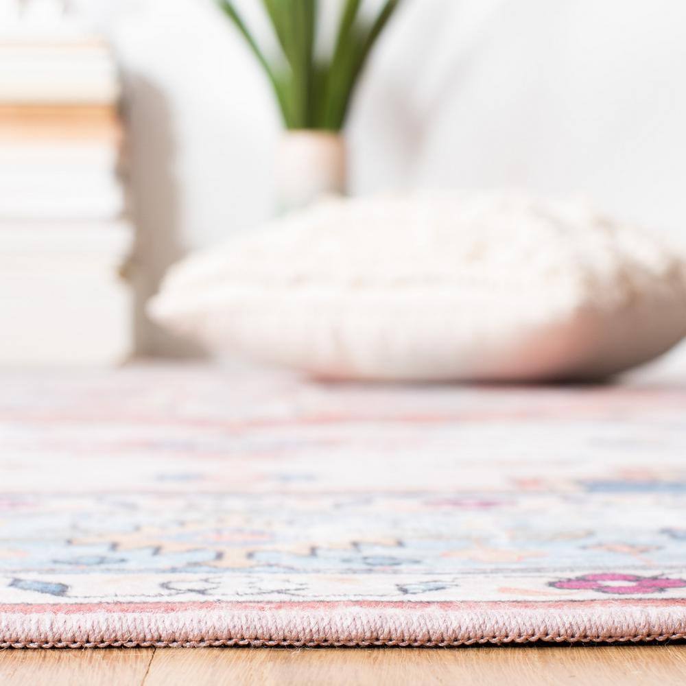 Tucson 5' x 8' Blue Round Washable Synthetic Rug