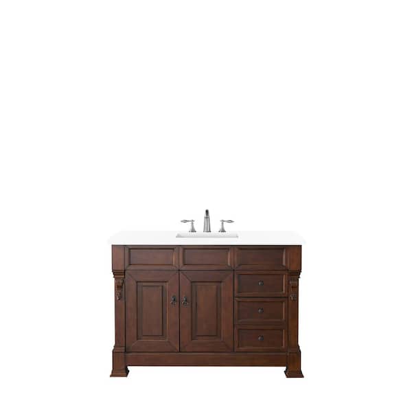 James Martin Vanities Brookfield 48 in. W x 23.5 in. D x 34.3 in. H Single Bath Vanity in Warm Cherry with Quartz Top in Classic White