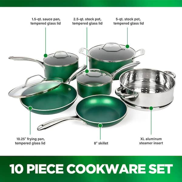 GoodCook Healthy Ceramic Titanium-infused 10-Piece Cookware Set