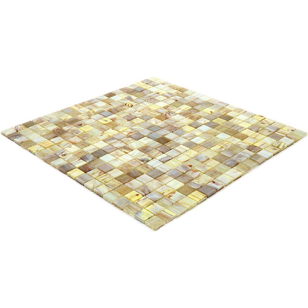 Parchment Beige and Yellow Glass Mosaic Tile for Wall and Floor