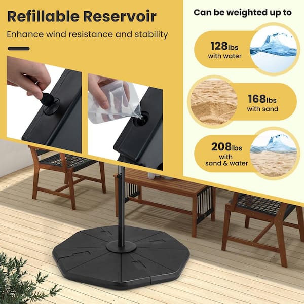 18 lbs. 4-Piece Fillable HDPE Patio Umbrella Base in Black