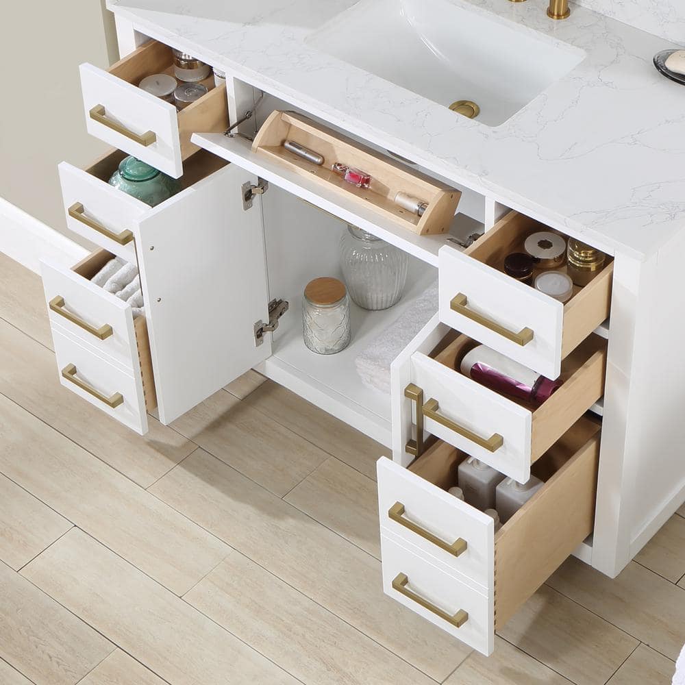 Gavino 48" White Wood Vanity with Composite Stone Top