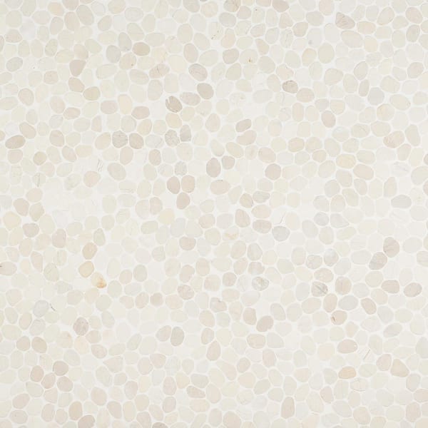 Countryside White Sliced Round 4 in. x 6 in. Mosaic Floor and Wall Tile Sample