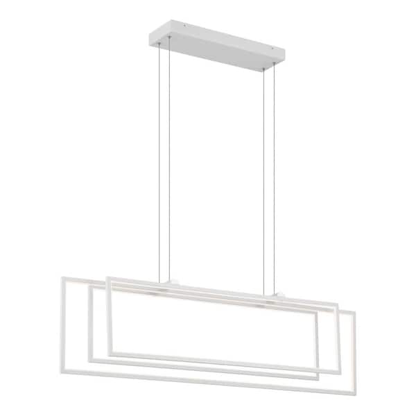 Jestin 46 in. 3-Light Integrated LED White Modern Statement Linear Chandelier for Dining Room