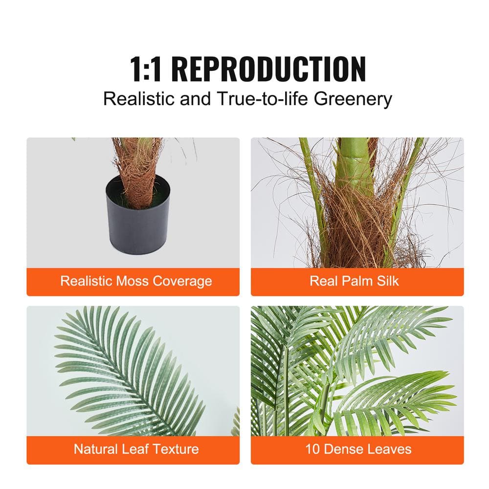 47.99'' Green Plastic Potted Palm Floor Plant with Lights