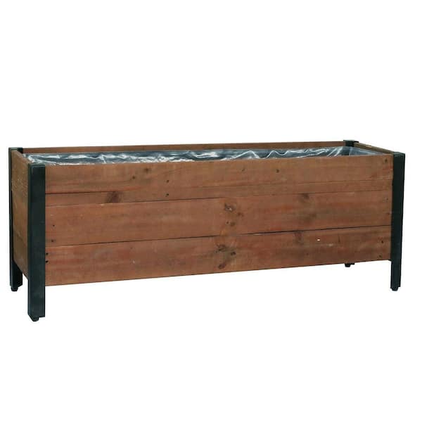 Grapevine 46 in. Urban Garden Recycled Wood and Metal Planter, Rectangular