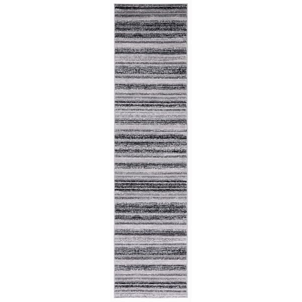 Skyler 2 ft. x 8 ft. Gray/Black Striped Marle Runner Rug