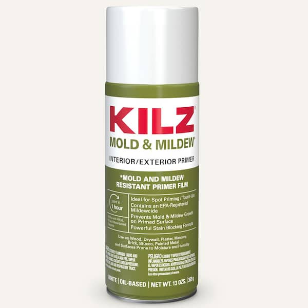 KILZ 13 oz. Mold & Mildew White Oil-Based Interior and Exterior Primer, Sealer and Stain-Blocker Aerosol