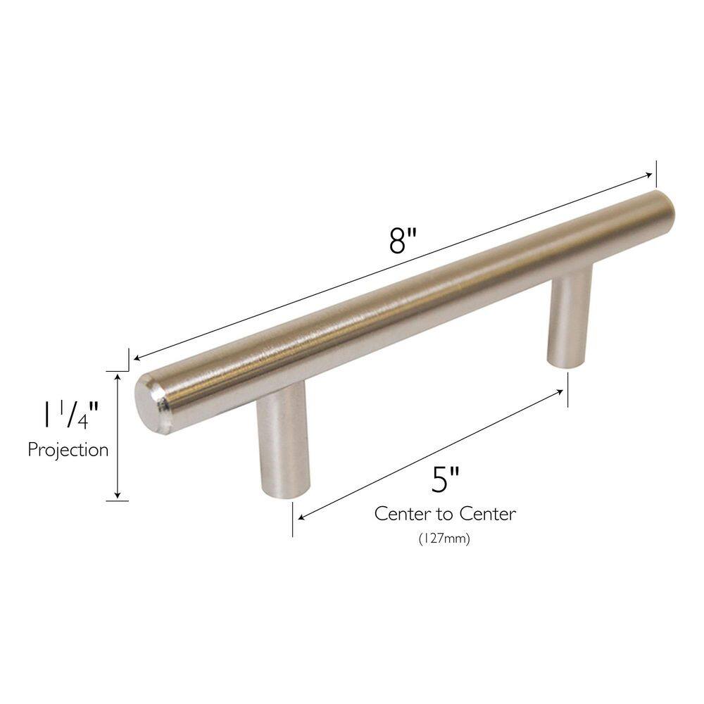 Stainless Steel Modern Bar Cabinet Pulls with Mounting Hardware, 8-Inch, 10-Pack