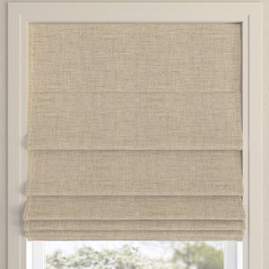 Somerton Cordless Taupe 100% Blackout Textured Fabric Roman Shade 27 in. W x 64 in. L