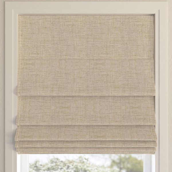 Sun Zero Somerton Cordless Taupe 100% Blackout Textured Fabric Roman Shade 35 in. W x 64 in. L