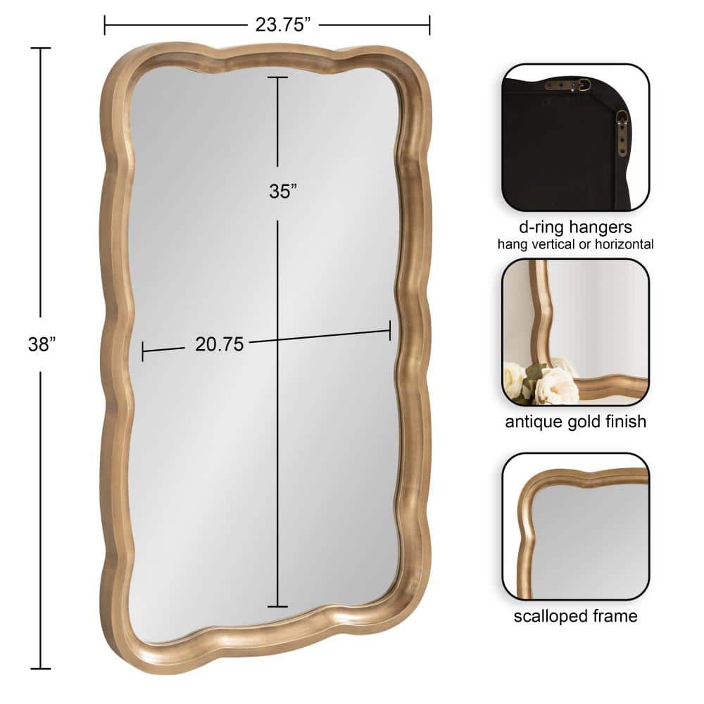 Gold Scalloped Rectangular Wood Wall Mirror, 24x38