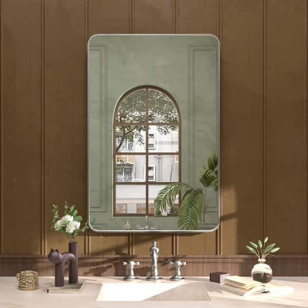 Hermitage Bath Zyphi 24 in. W x 36 in. H Rectangular Framed Wall Bathroom Vanity Mirror in Gun Grey