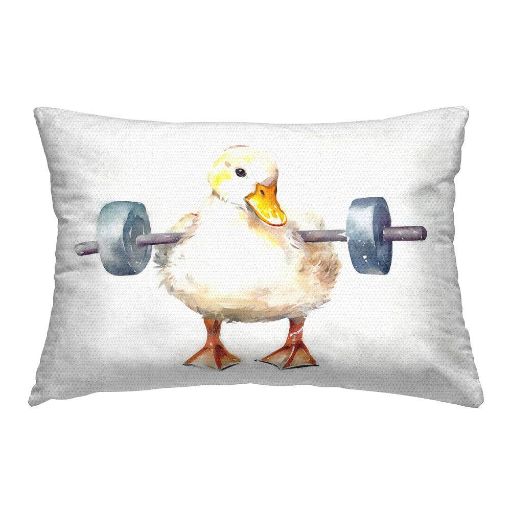 Weightlifting Duck Portrait Off-White Rectangular Outdoor Throw Pillow price history on PriceWatchPro