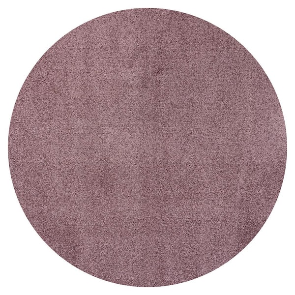 Haze Solid Low-Pile Light Purple 8 ft. Round Area Rug