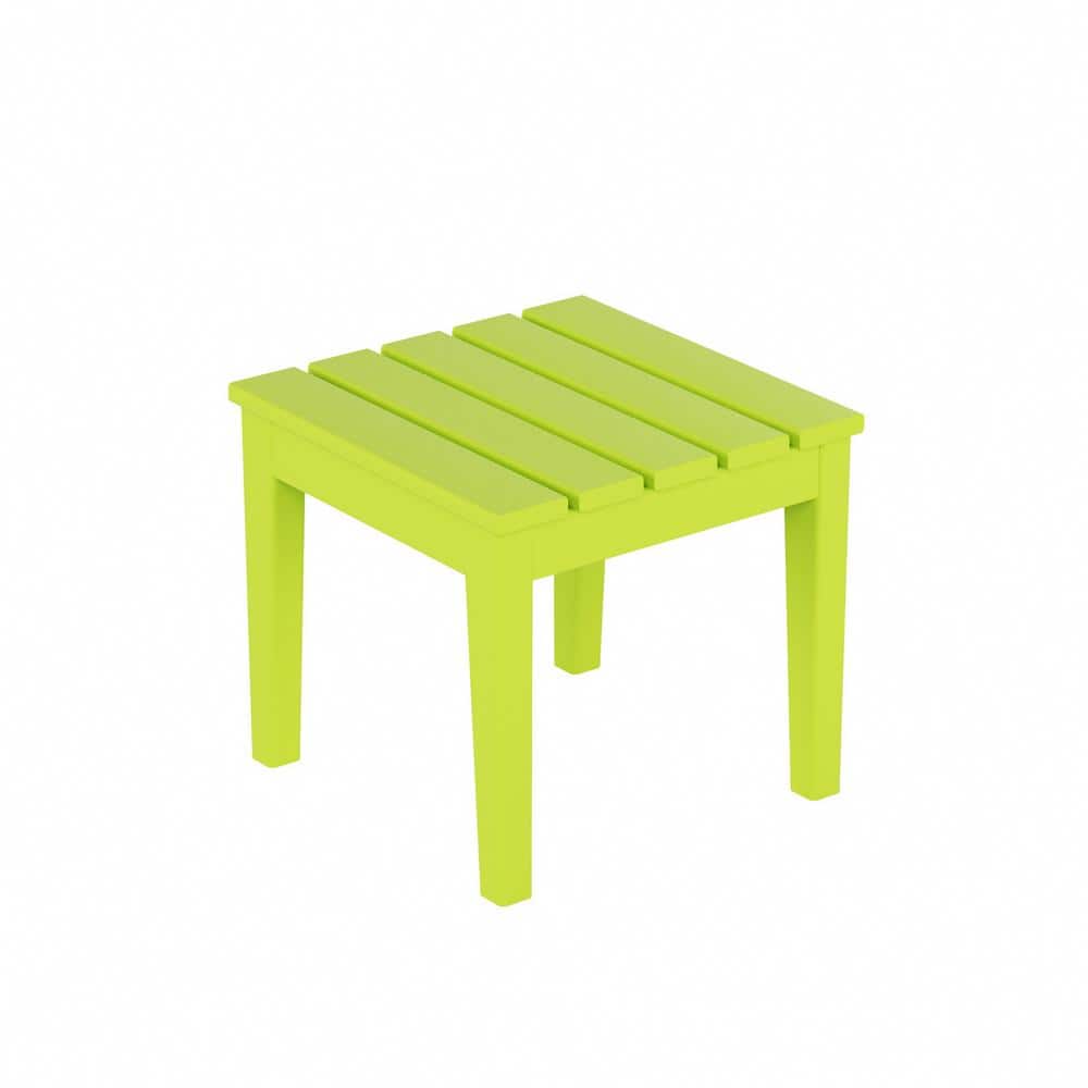 Shoreside Lime Square HDPE Plastic 18 in. Modern Outdoor Side Table