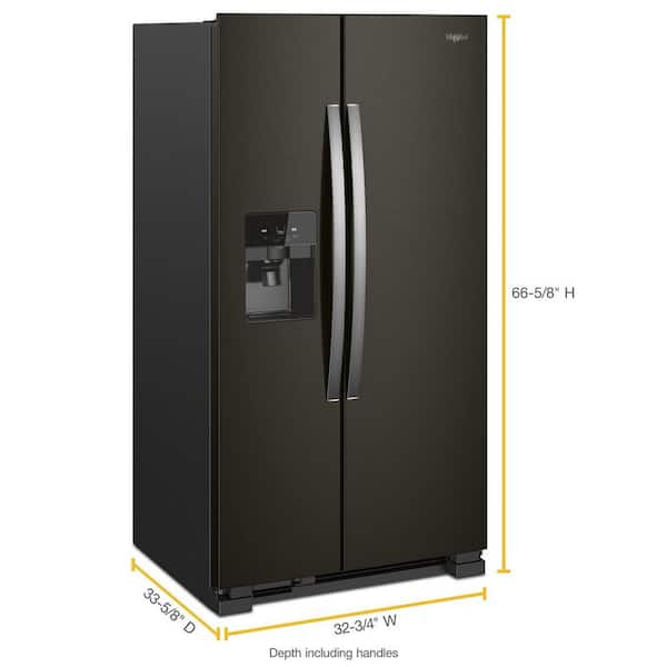 Whirlpool 24.5 cu. ft. Side by Side Refrigerator in Fingerprint Resistant  Black Stainless WRS555SIHV - The Home Depot