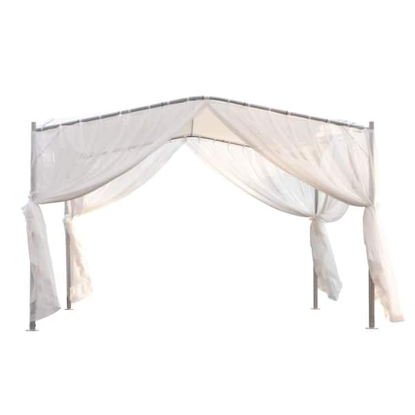 Zeus & Ruta 11.5 ft. x 11.5 ft. White Patio Gazebo with Metal Frame and Top Canopy Sun Screen for Lawn